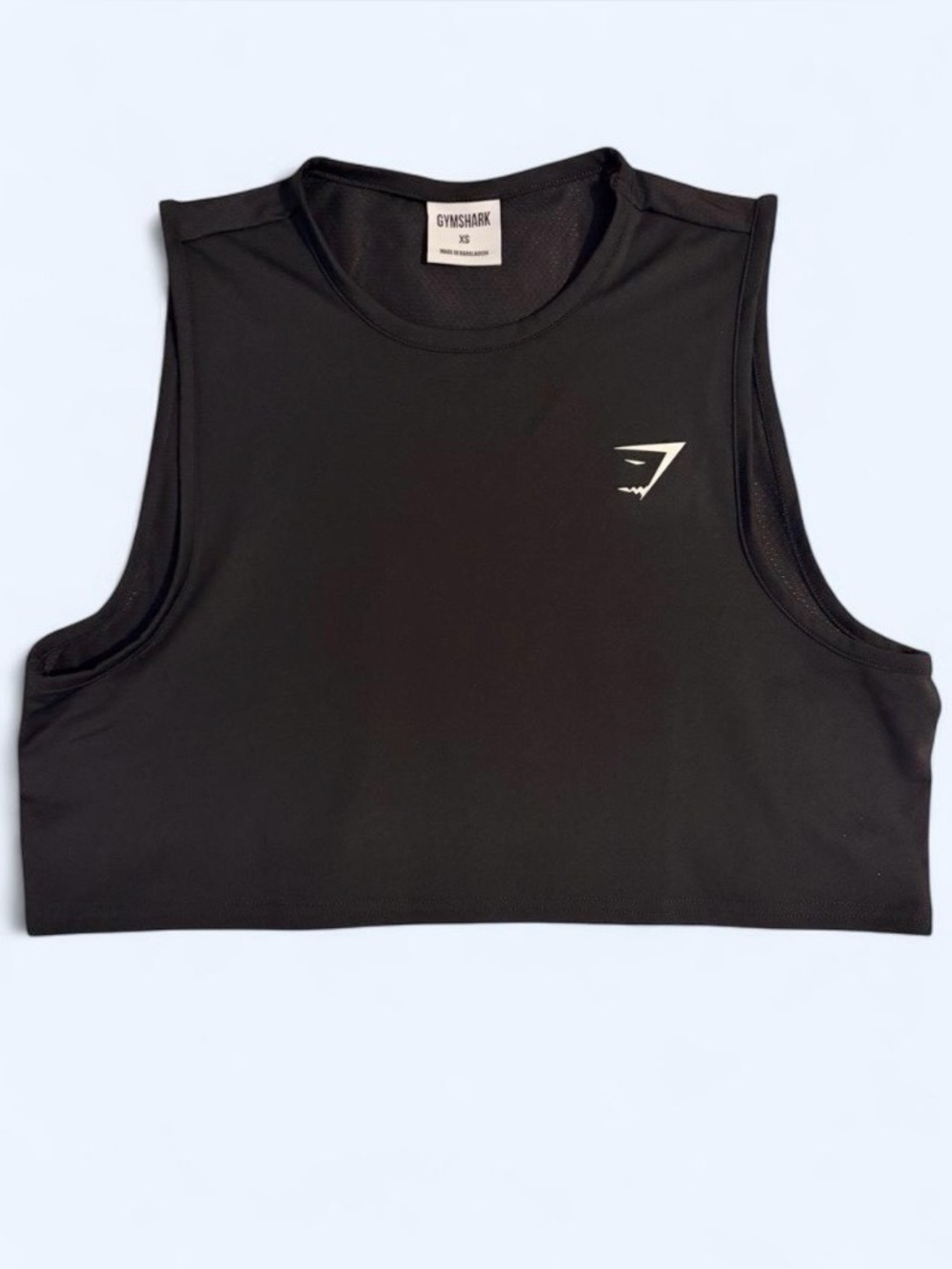 Gymshark Black Cropped Muscle Tank with White Logo